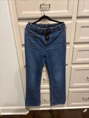 Maje Blue Straight-Leg High-Rise Jeans